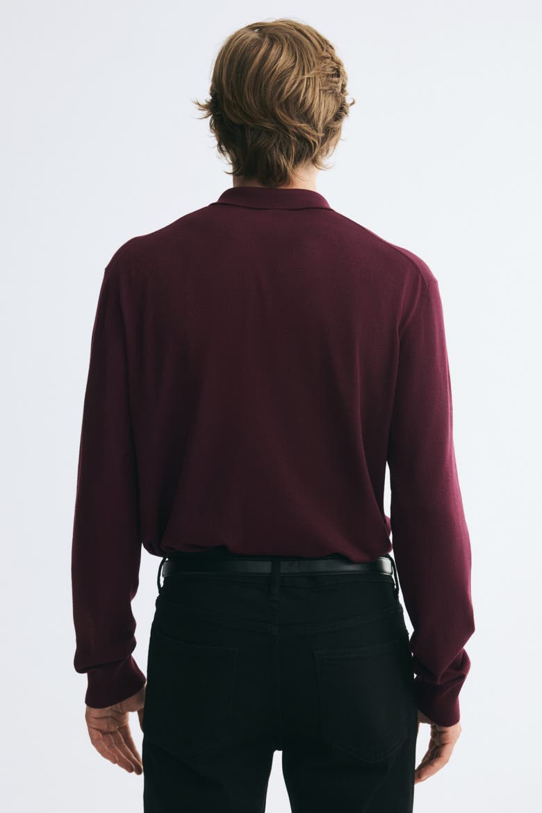 Regular-fit Knit Polo Shirt, Alternate, color, Burgundy