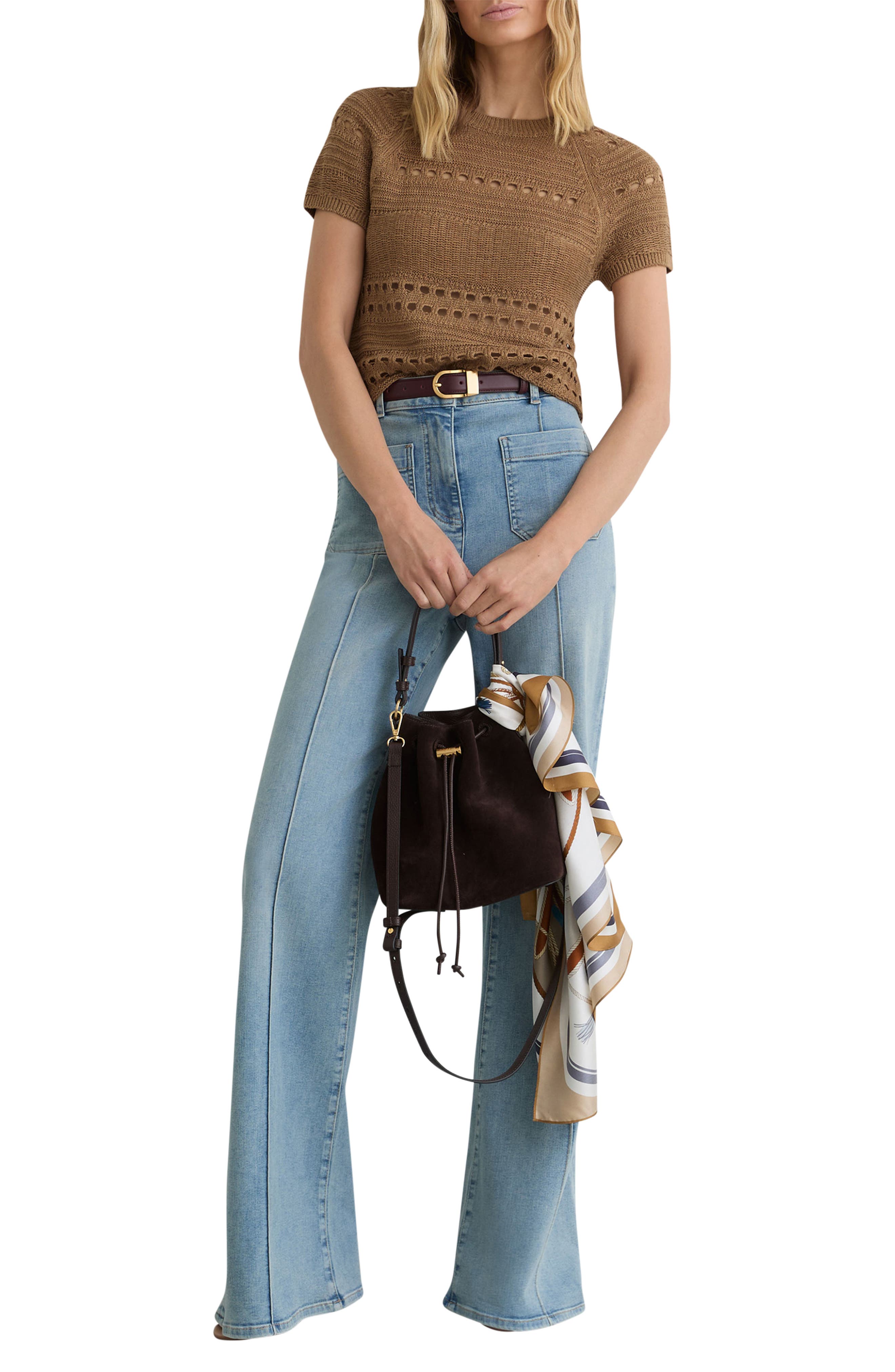 Reiss Chloe Linen Openwork Sweater — фото 4