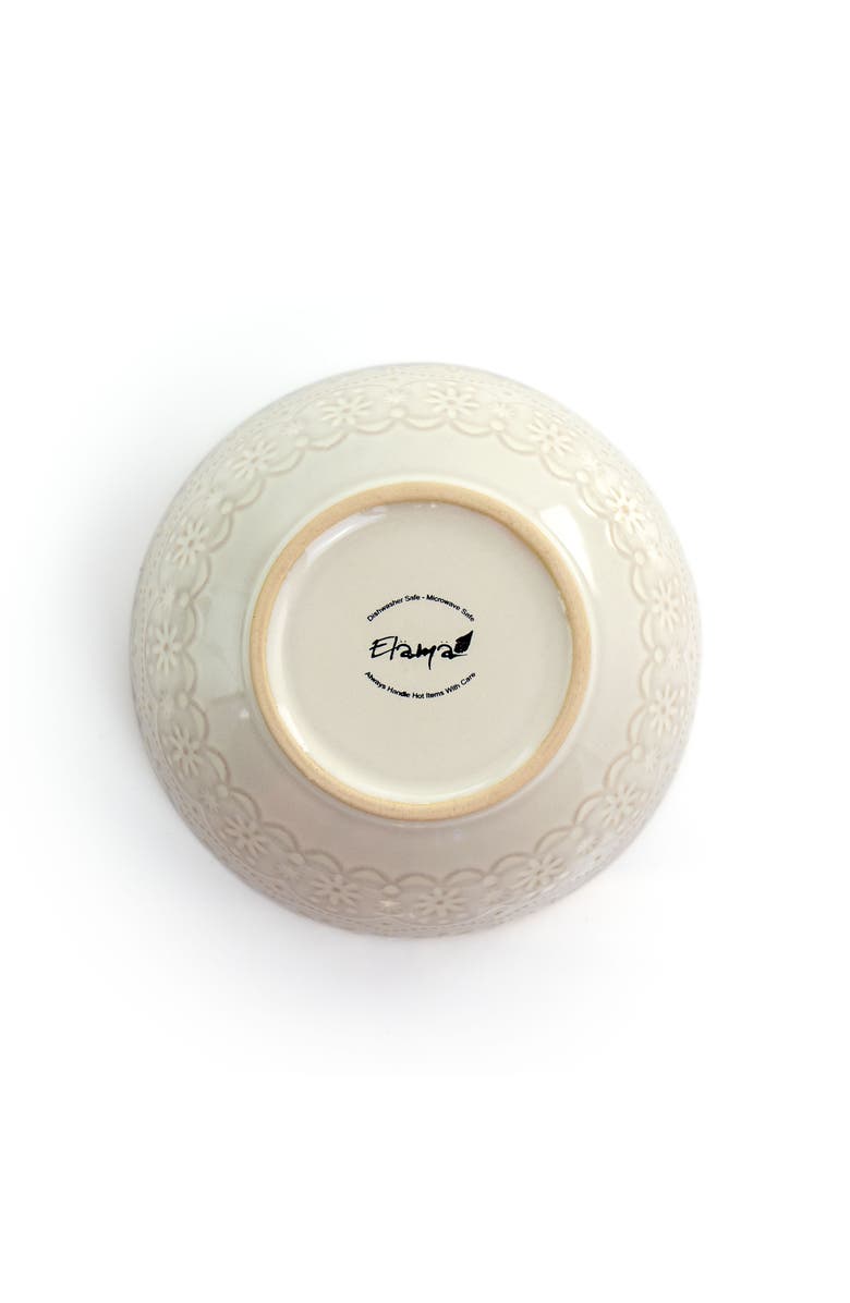 Elama Contessa 16 Piece Embossed Scalloped Stoneware Dinnerware Set, Alternate, color, White