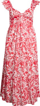 SUGARLIPS Aster Yare Smocked Cotton Midi Sundress