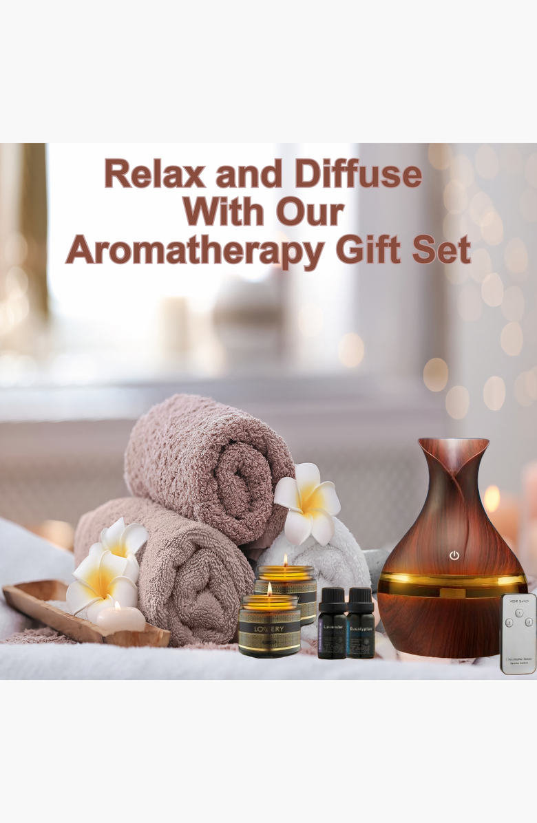 Lovery Ultimate Relaxation Gift Set with Neck Massager, Aroma Diffuser, Lavender and Eucalyptus Oils, and Soy Candles, Alternate, color, NO COLOR