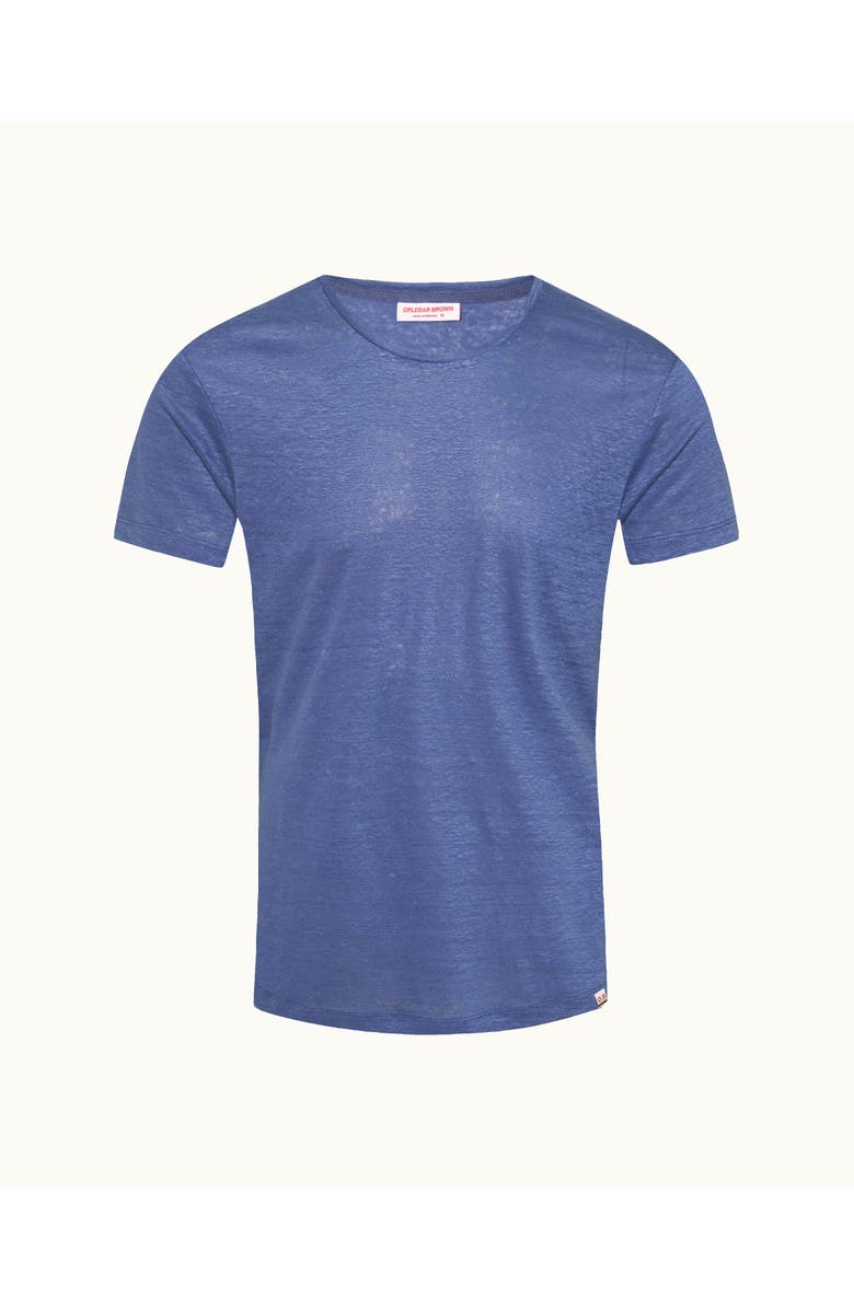 Orlebar Brown Ob T Linen Tailored Fit Crewneck T-Shirt, Main, color, Nightfall Blue
