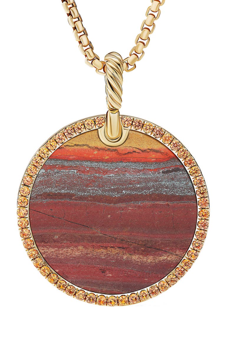 David Yurman DY Elements Artist Series 18K Gold Disc Pendant, Main, color, Jasper/ Yellow Gold