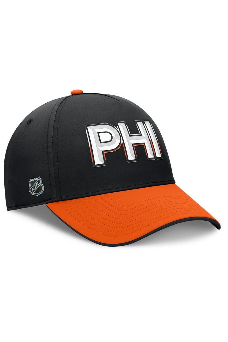 Men's Fanatics Black/Orange Philadelphia Flyers Authentic Pro Rink Team Code Flex Hat, Alternate, color, Black