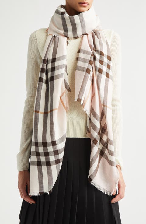 Reversible Medium Check Wool & Silk Scarf
