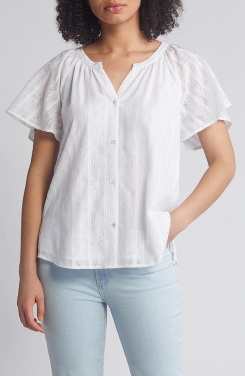 Frond Illusion Burnout Short Sleeve Button-Up Shirt