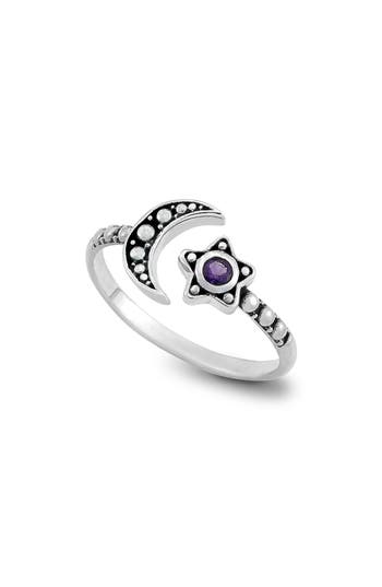 Samuel B. Moon & Star Bypass Ring In Purple