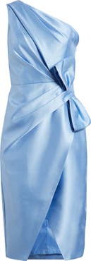 Adrianna Papell Pleated Bow One-Shoulder Mikado Cocktail Dress