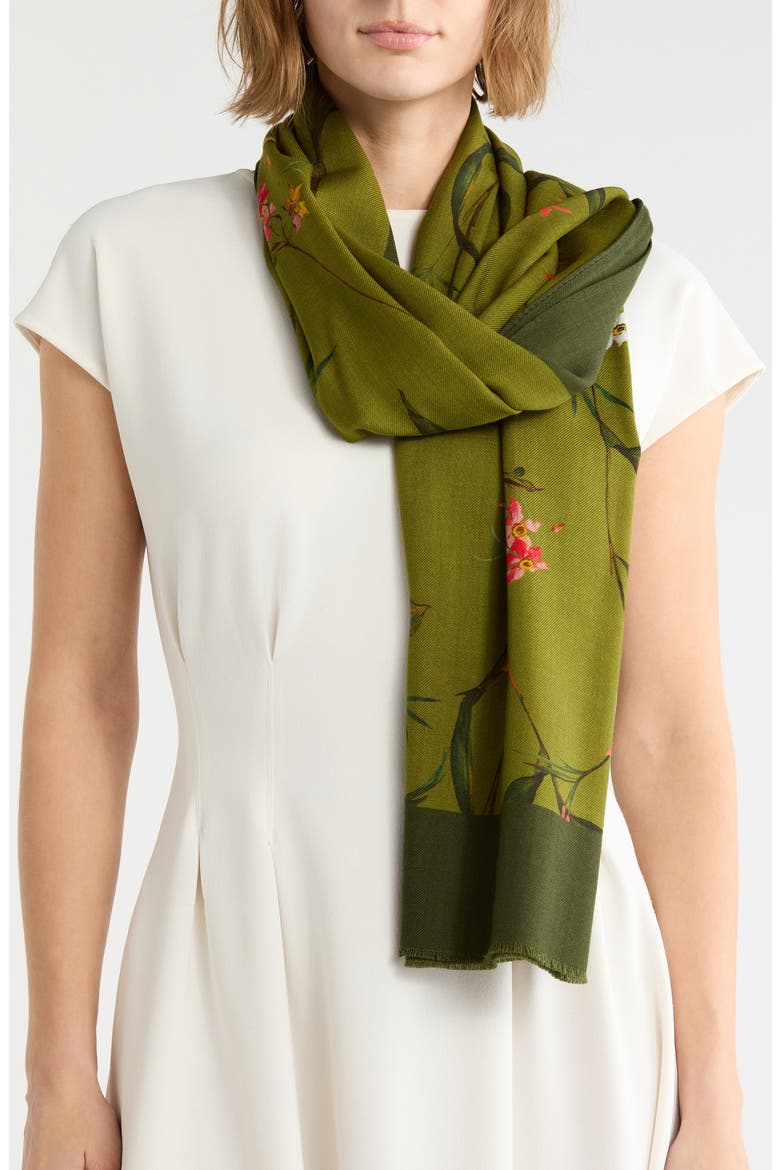 Brushed Silk Scarf, Main, color, GREEN