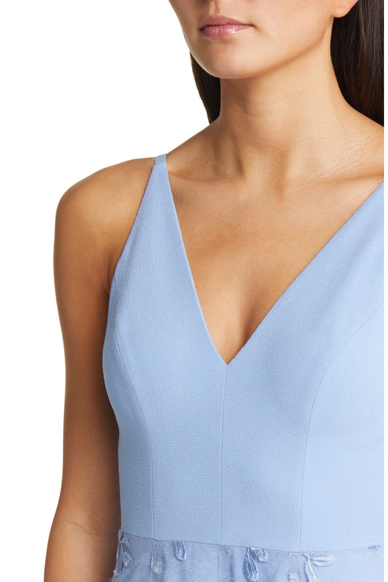 Darleen V-Neck Embroidered Mesh Cocktail Dress, Alternate, color, SKY