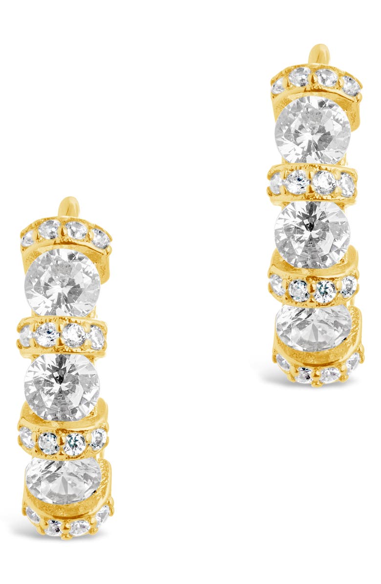 Sterling Forever Iskara CZ Huggie Hoop Earrings, Alternate, color, Gold