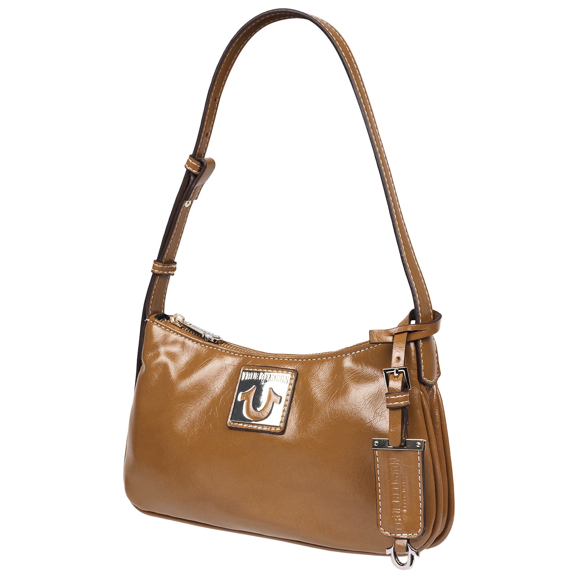 True Religion Crinkle Finish Shoulder Bag, Alternate, color, Camel