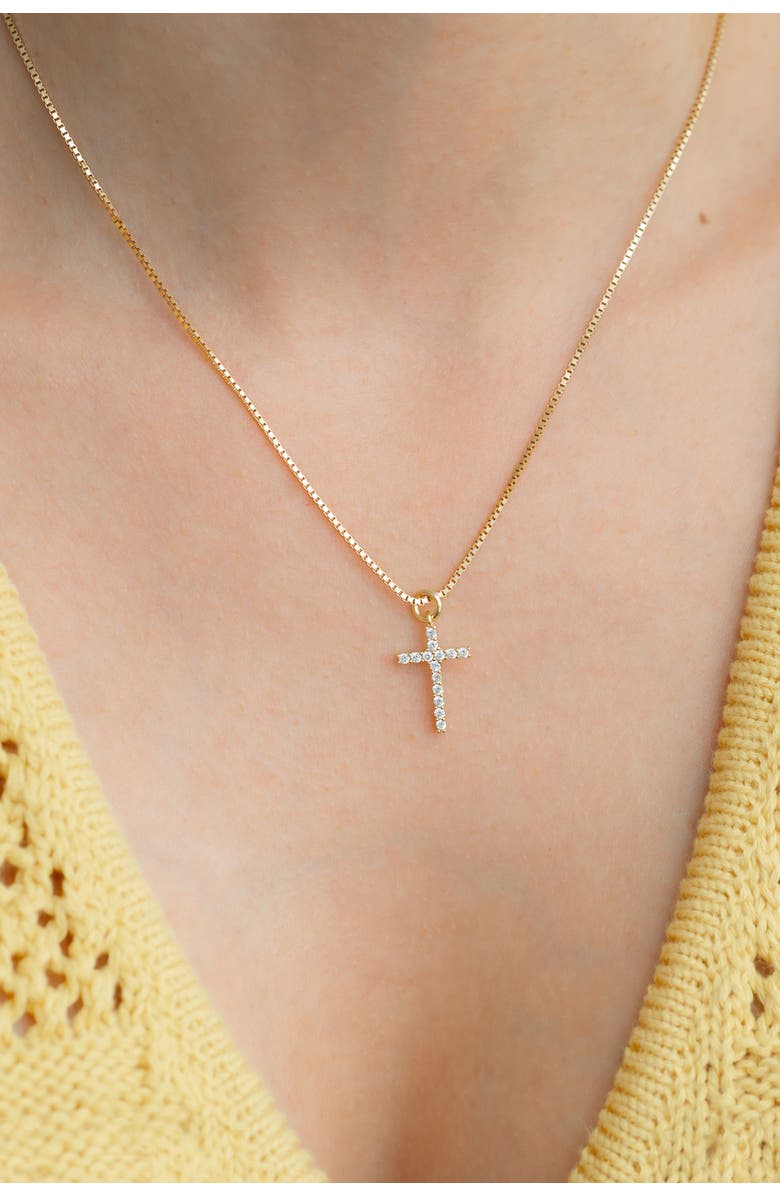 Mint & Lily Pave Cross Necklace, Alternate, color, 925 Sterling Silver