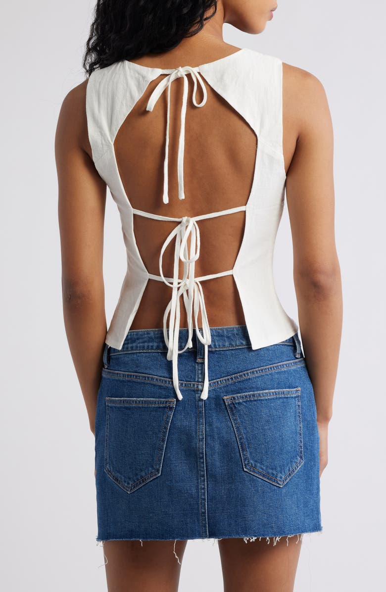 Princess Polly Penelopie Open Back Linen Blend Tank, Alternate, color, White