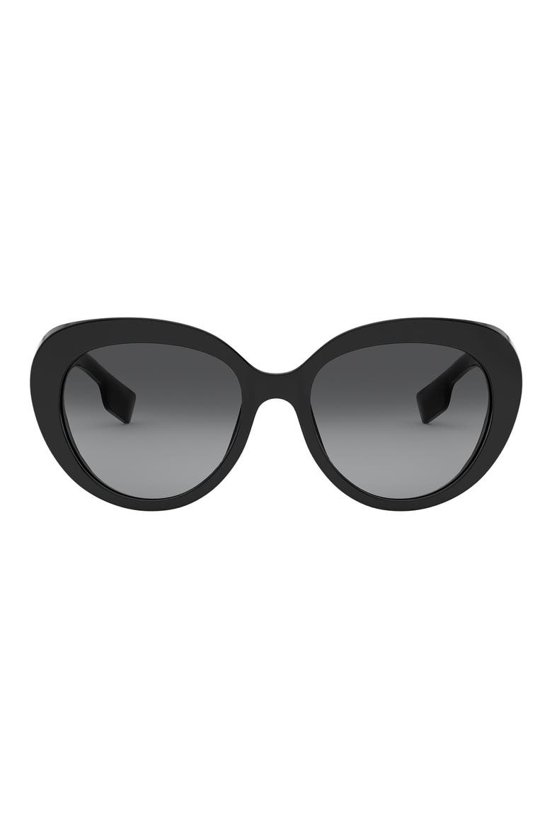 54mm Round Cat Eye Sunglasses, Main, color, BLACK
