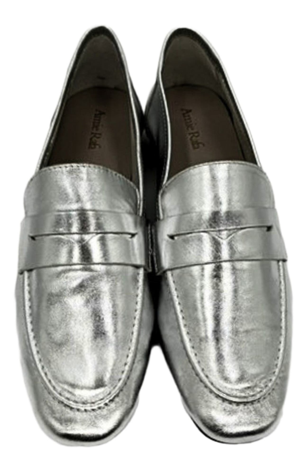 Amie Rafa Tennis Leather Loafers, Alternate, color, Silver
