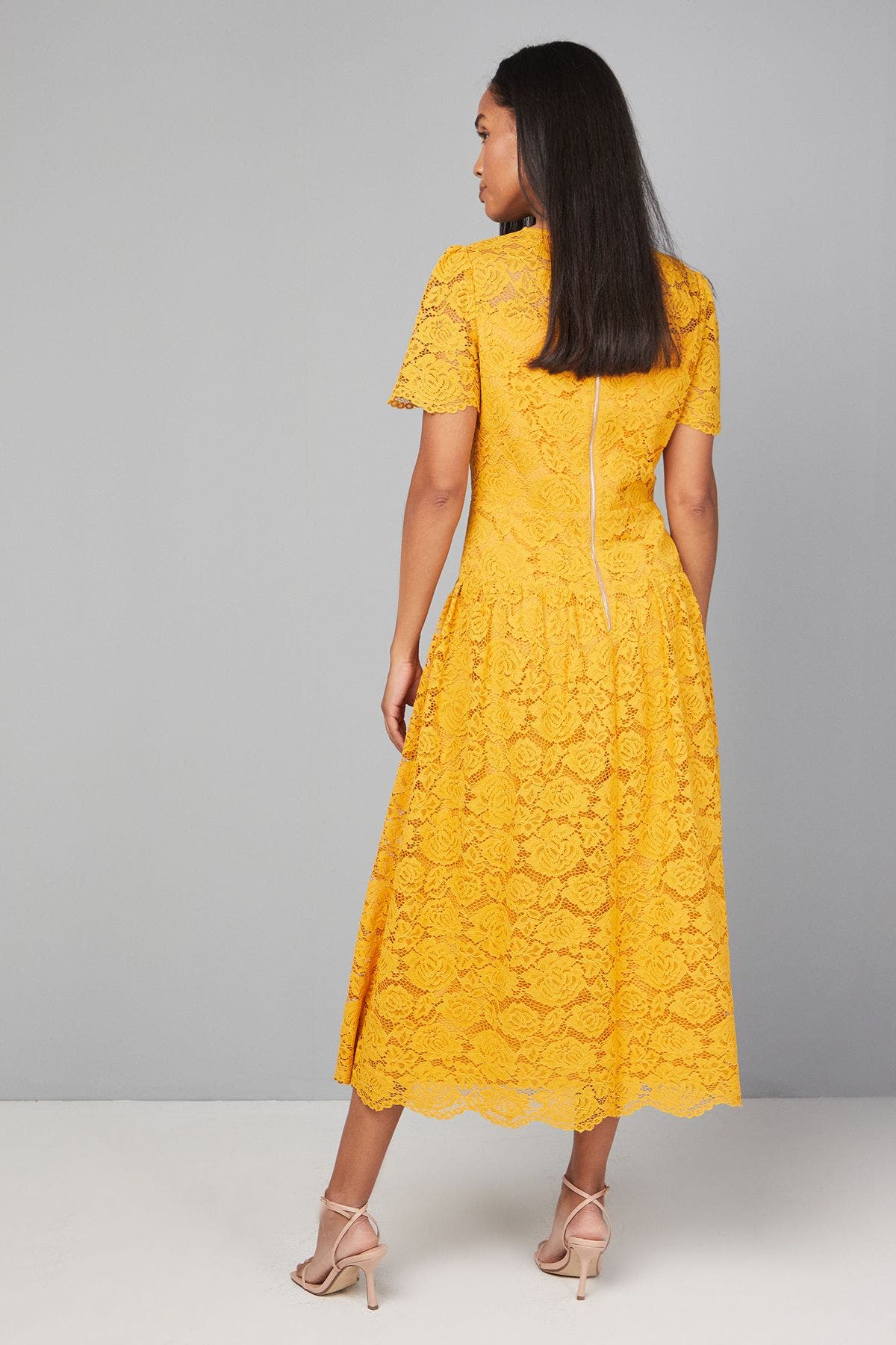 Lace Button Detail Drop Hem Midi Dress - image 2