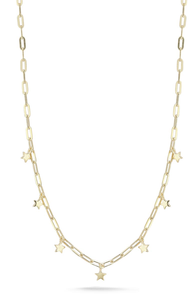 GLAZE JEWELRY Sterling Silver Star Charm Necklace, Main, color, Gold