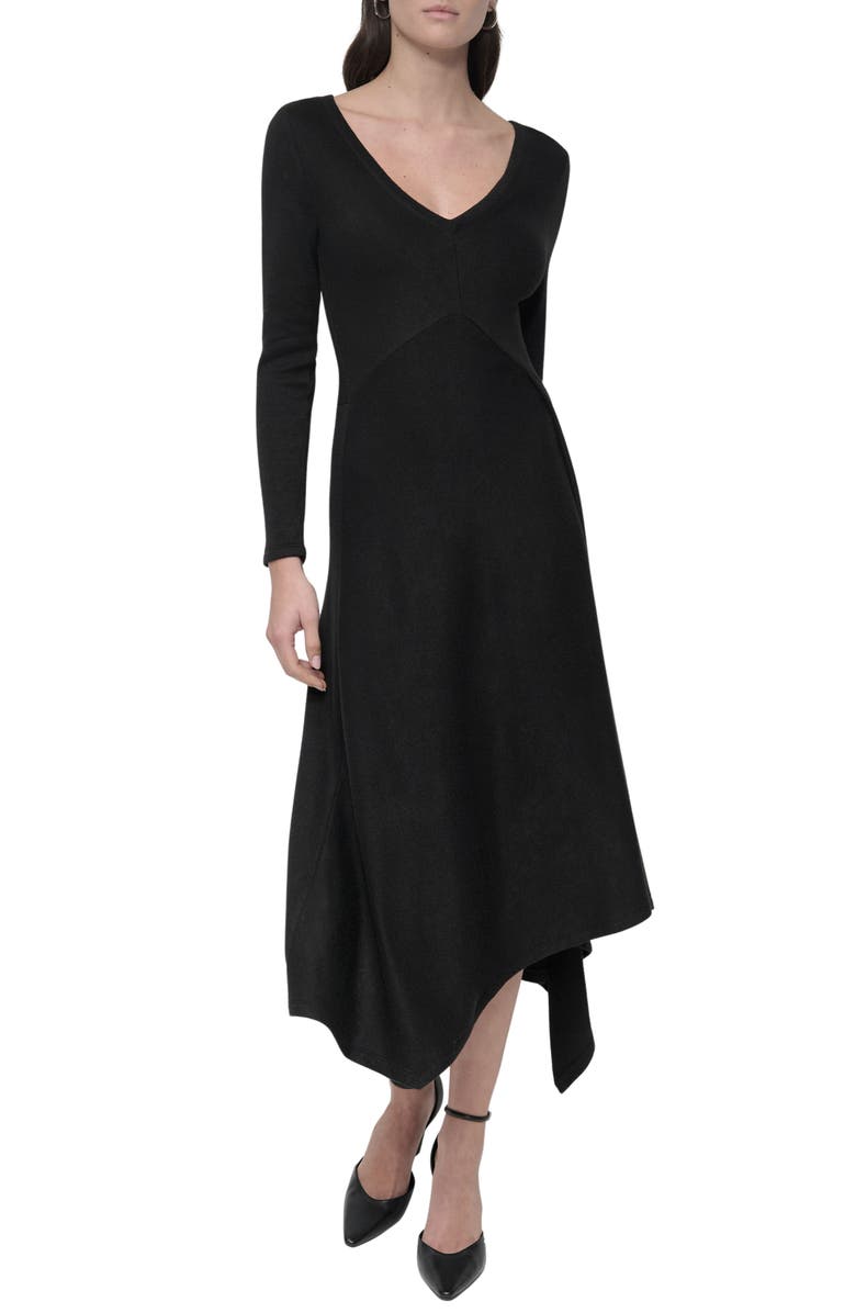 DKNY Long Sleeve Asymmetric Rib Knit Dress, Main, color, 