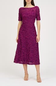 JS Collections Jenni Floral Lace Cocktail Midi Dress