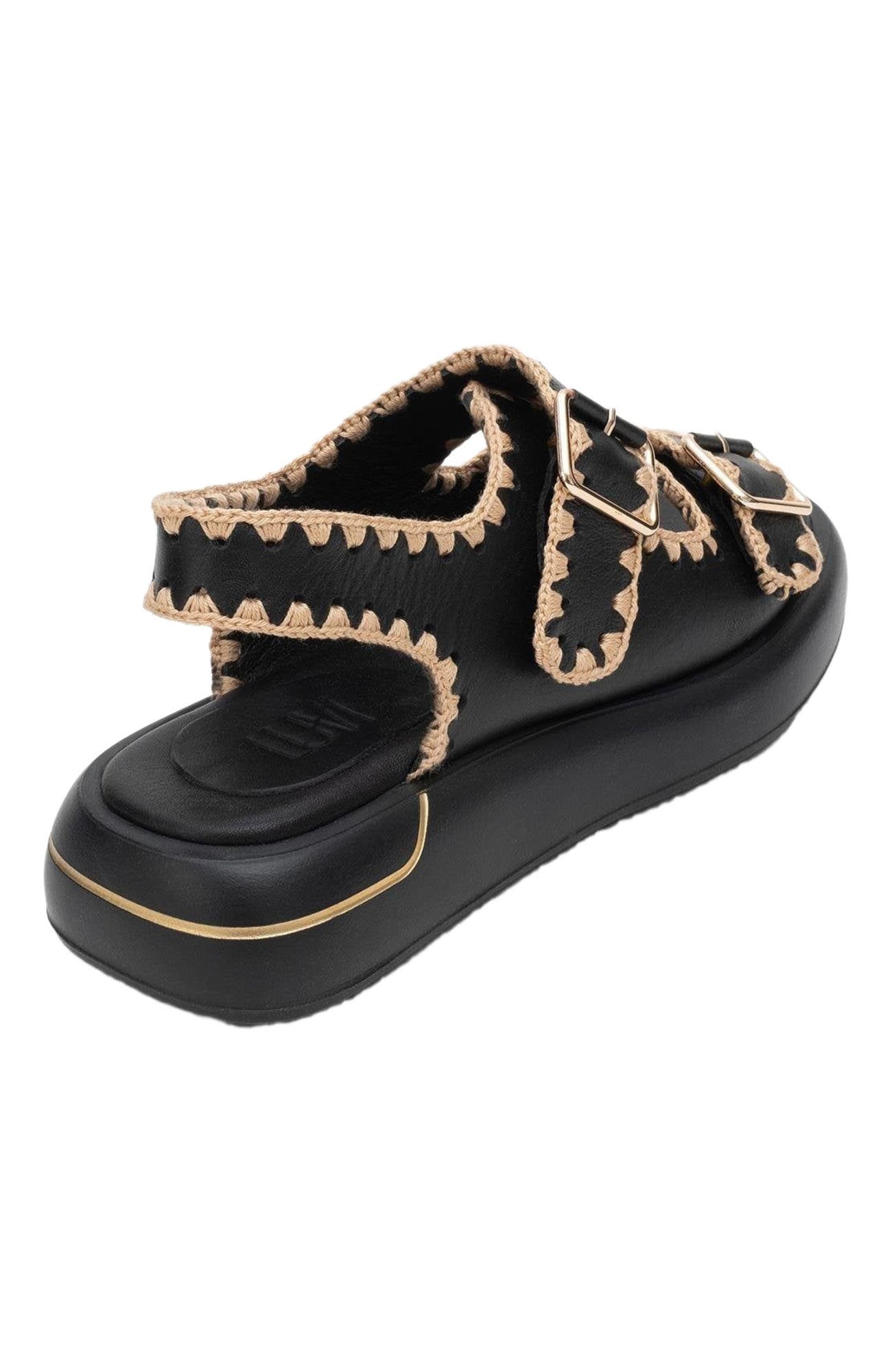Forever & Always Shoes Douro Braided Rope Strap Leather Sandal, Alternate, color, Black Leather
