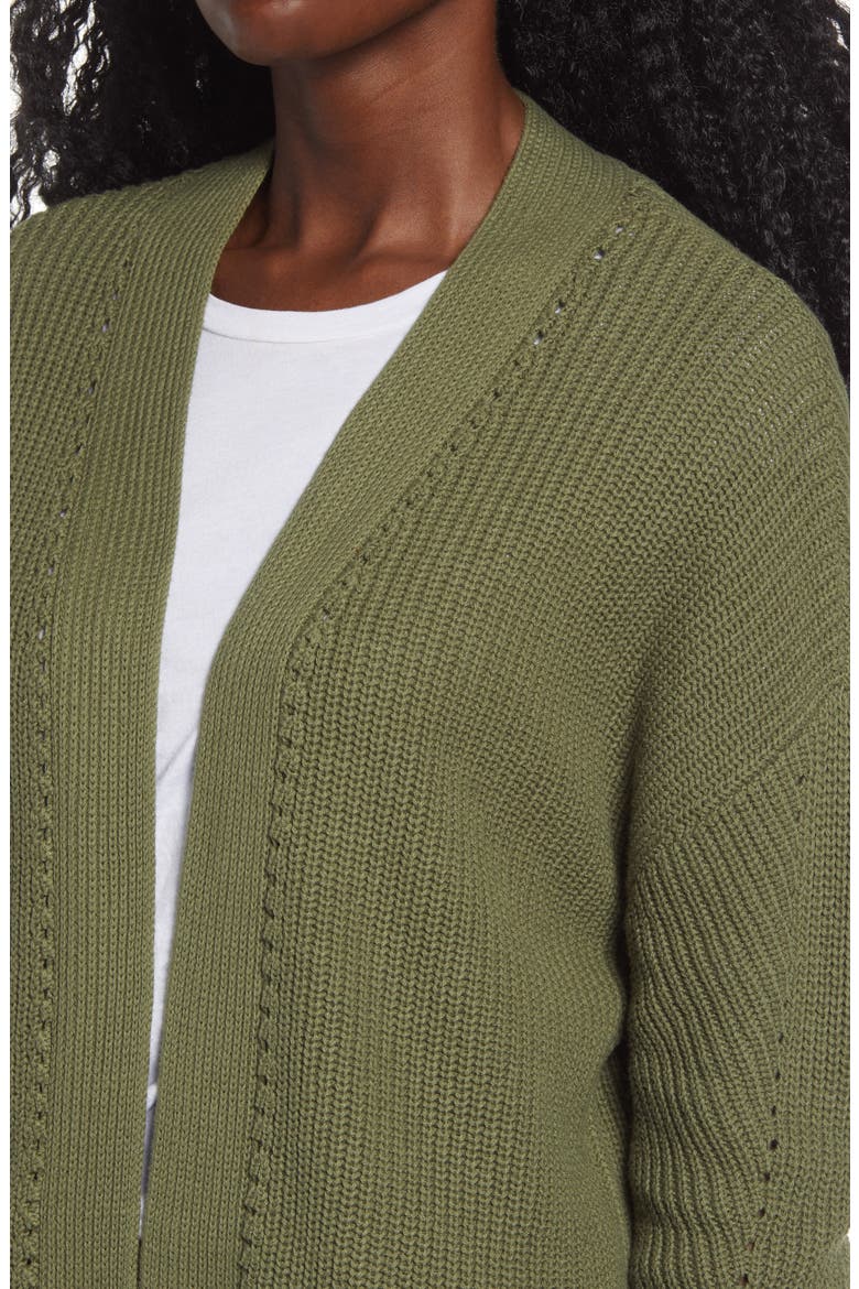 Open Stitch Cardigan, Alternate, color, OLIVE BRANCH