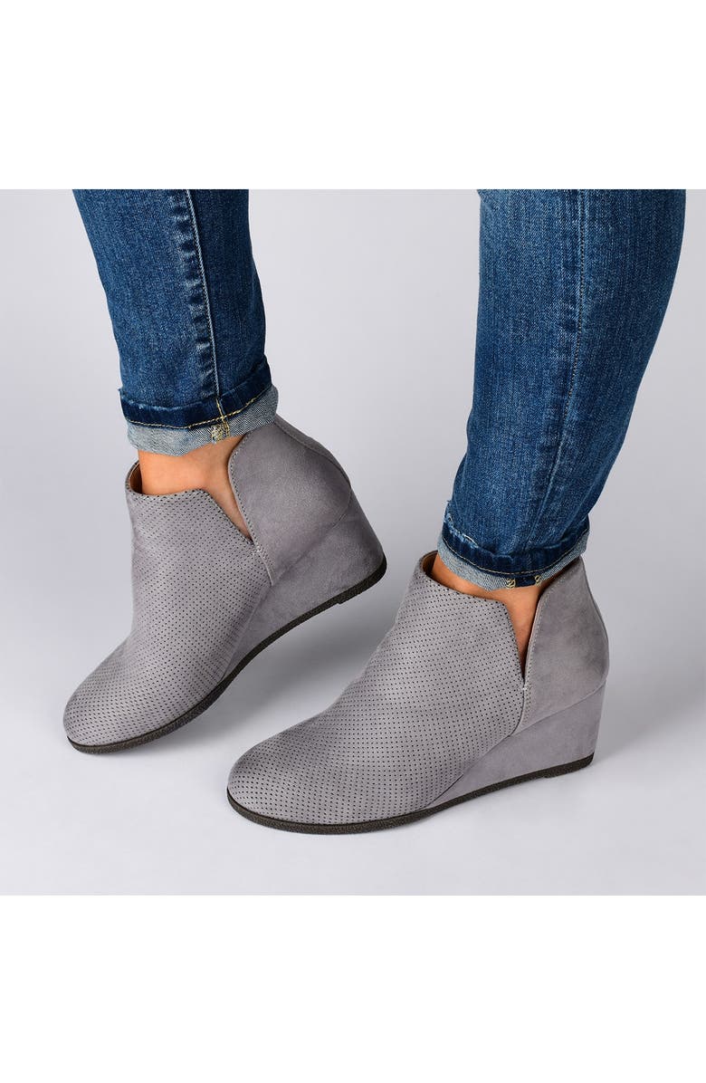 Journee Collection Mylee Perforated Wedge Bootie, Alternate, color, Blue