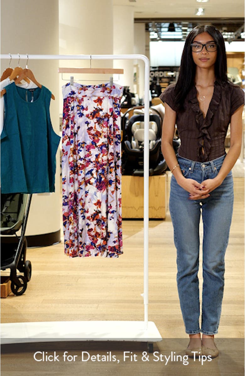Roll Top Floral Print Maxi Skirt, sales video thumbnail