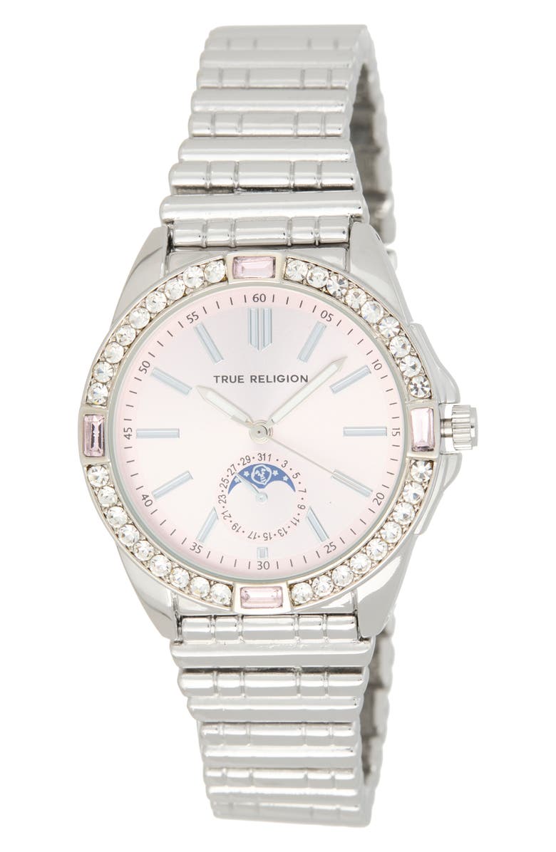 True Religion Moonphase Bracelet Watch, 36mm, Main, color, Silver