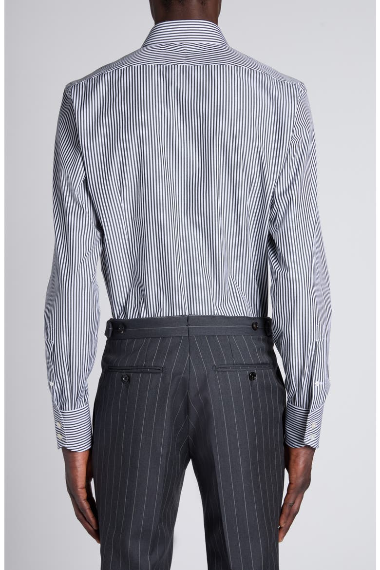 Stripe Cotton Blend Button-Up Shirt, Alternate, color, WHITE/ BLACK