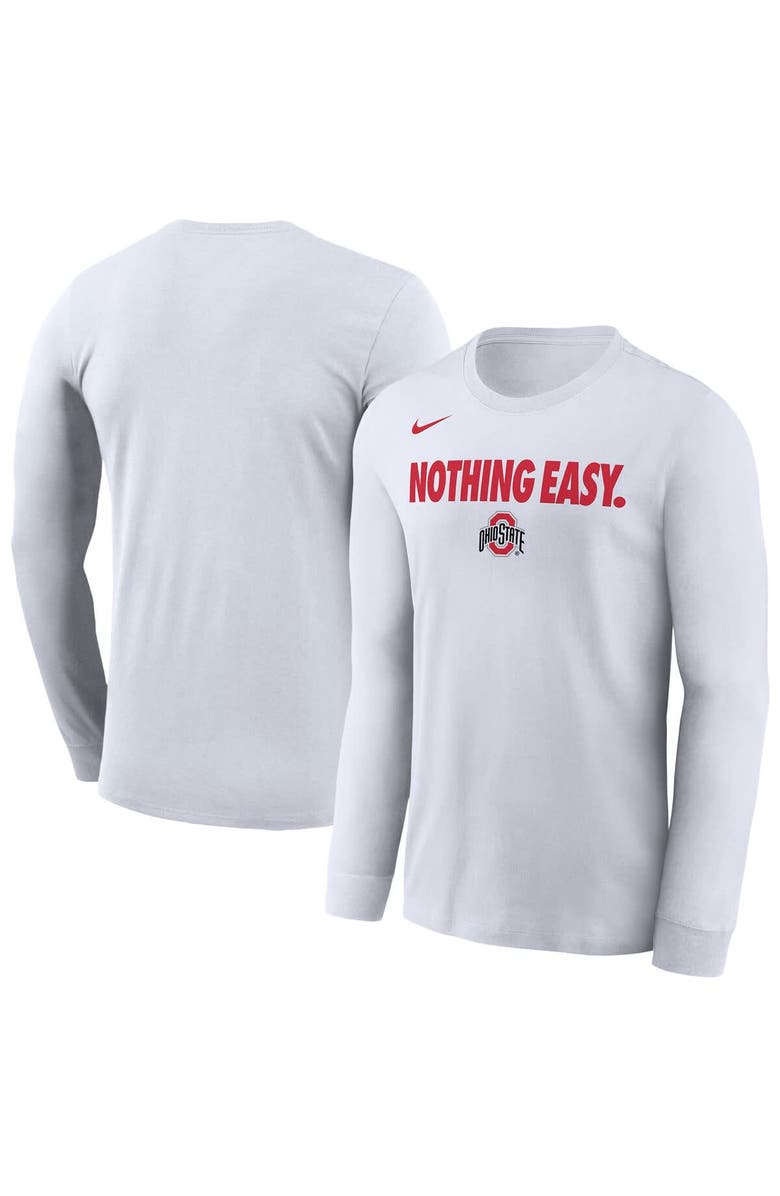 Nike Men's Nike White Ohio State Buckeyes 2025 On-Court Bench Long Sleeve T-Shirt, Main, color, 