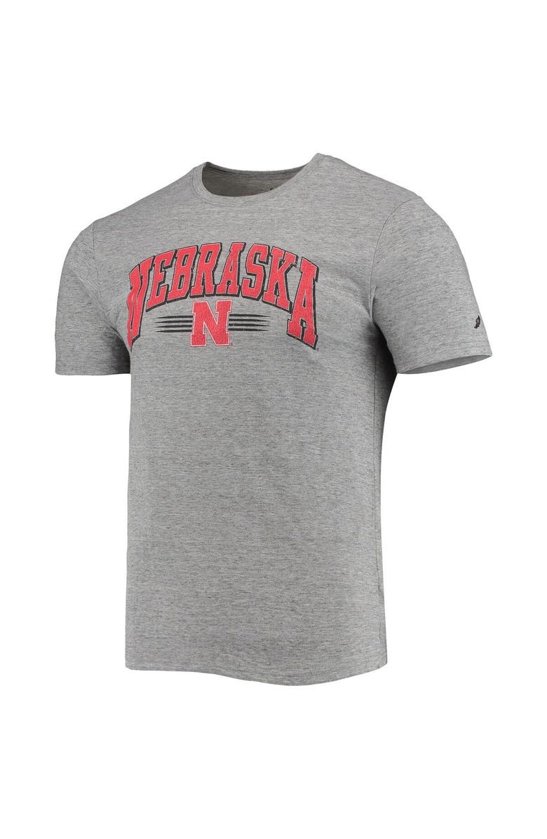 LEAGUE COLLEGIATE WEAR Men's League Collegiate Wear Heathered Gray Nebraska Huskers Upperclassman Reclaim Recycled Jersey T-Shirt, Alternate, color, 