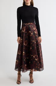 Anne Klein Mock Neck Fit and Flare Dress