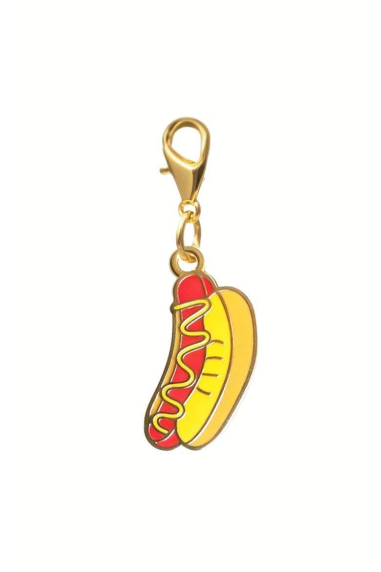 Hotdog Pet Collar Charm, Main, color, Hotdog