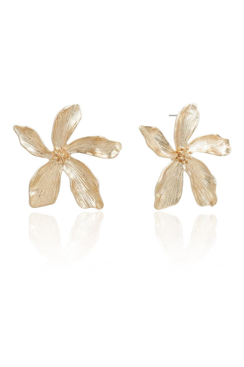 Tropical Flower Earrings, Main, color, GOLD