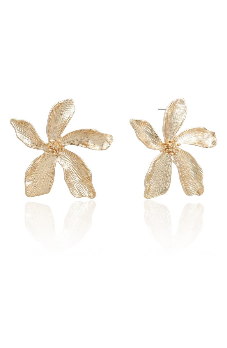 Ettika Tropical Flower Earrings, Main, color, Gold