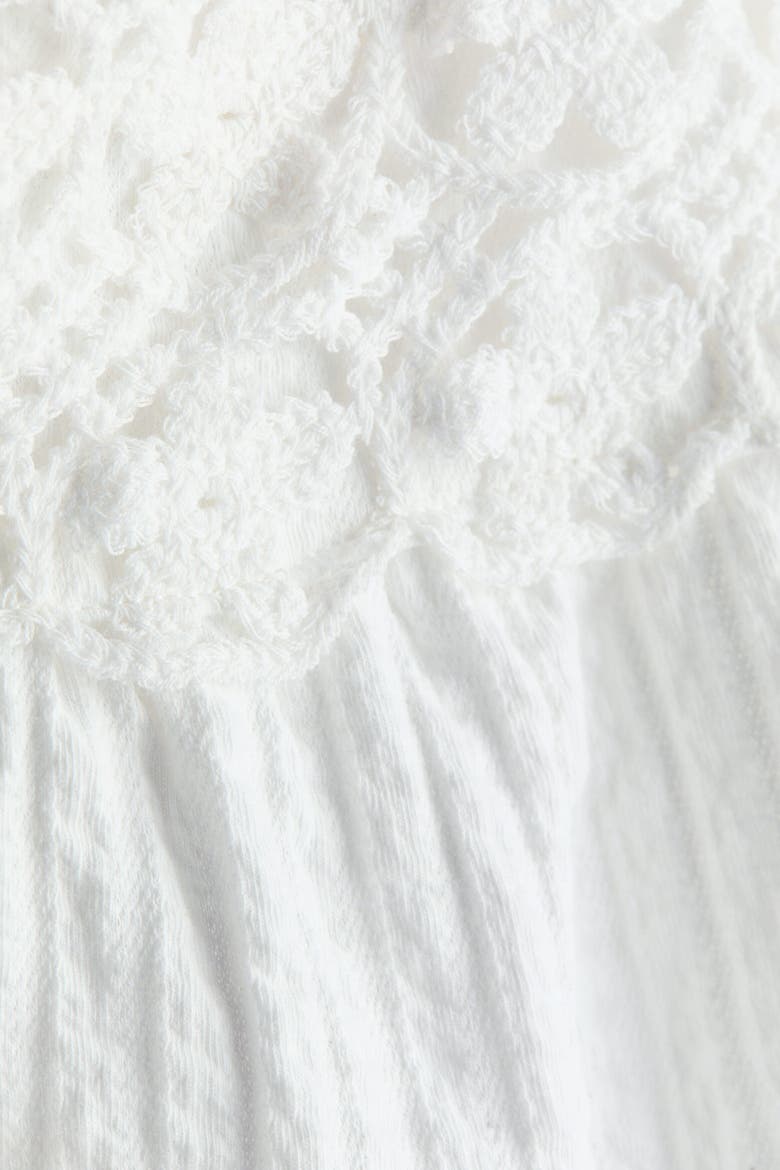 Ruffle-trimmed Cotton Top, Alternate, color, White