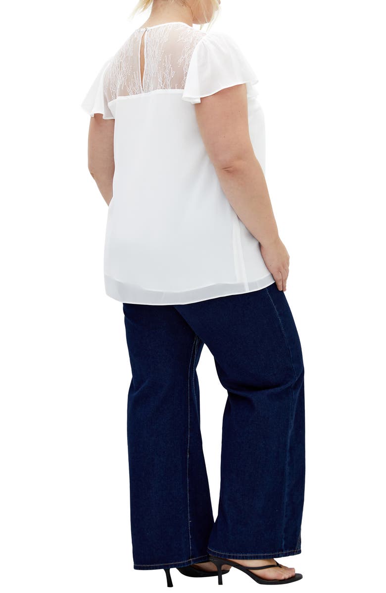 City Chic Malia Embroidered Lace Top, Alternate, color, Ivory