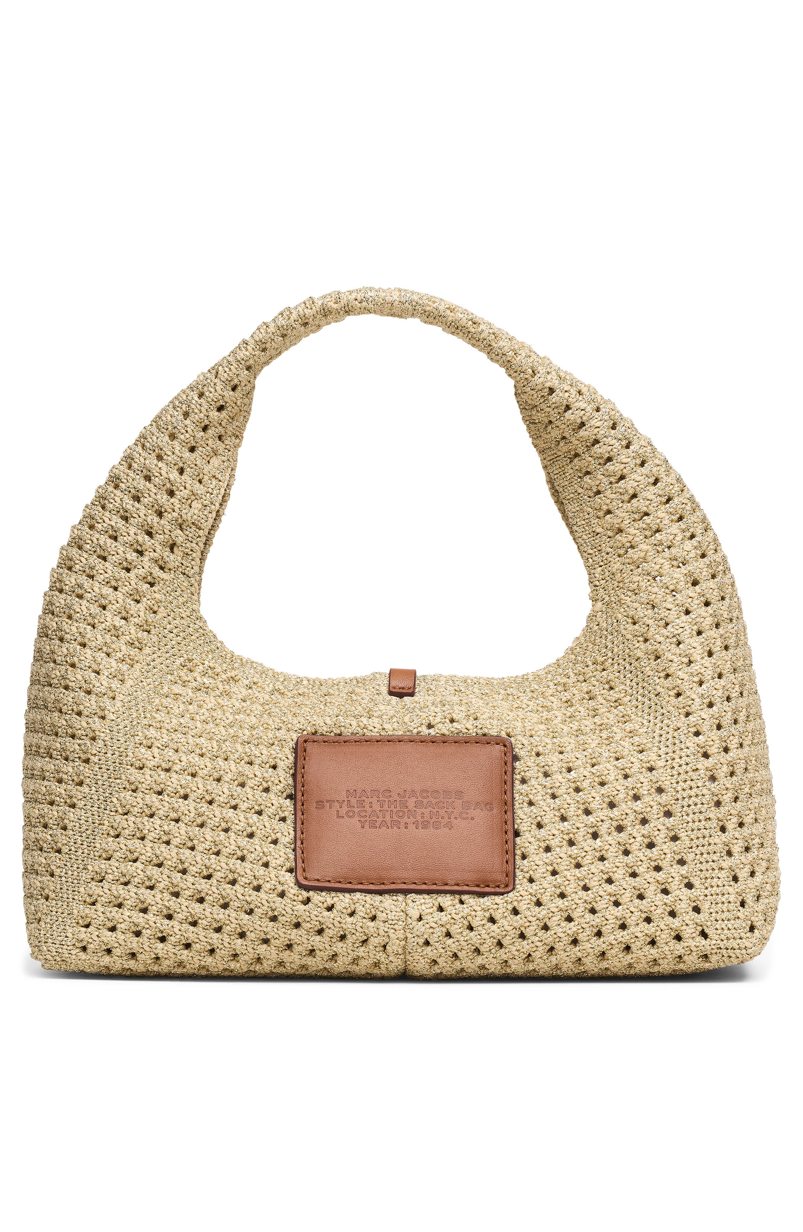 Marc Jacobs The Mini Raffia Sack Bag, Alternate, color, Champagne