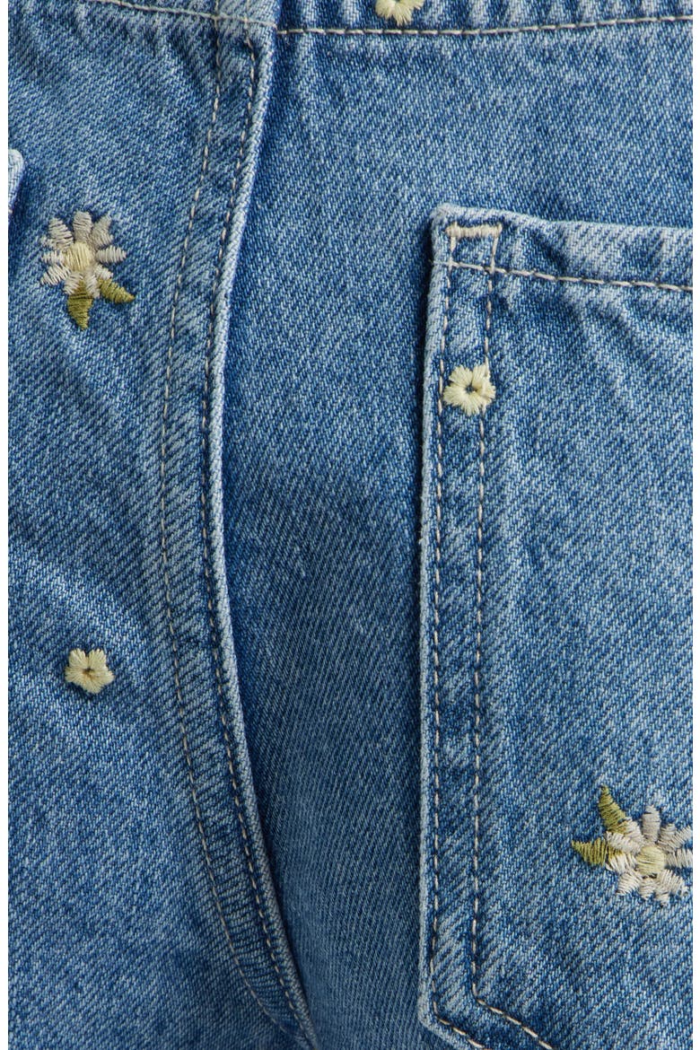 Mesa Flower Embroidered High Waist Cutoff Denim Shorts, Alternate, color, INDIGO FLORAL