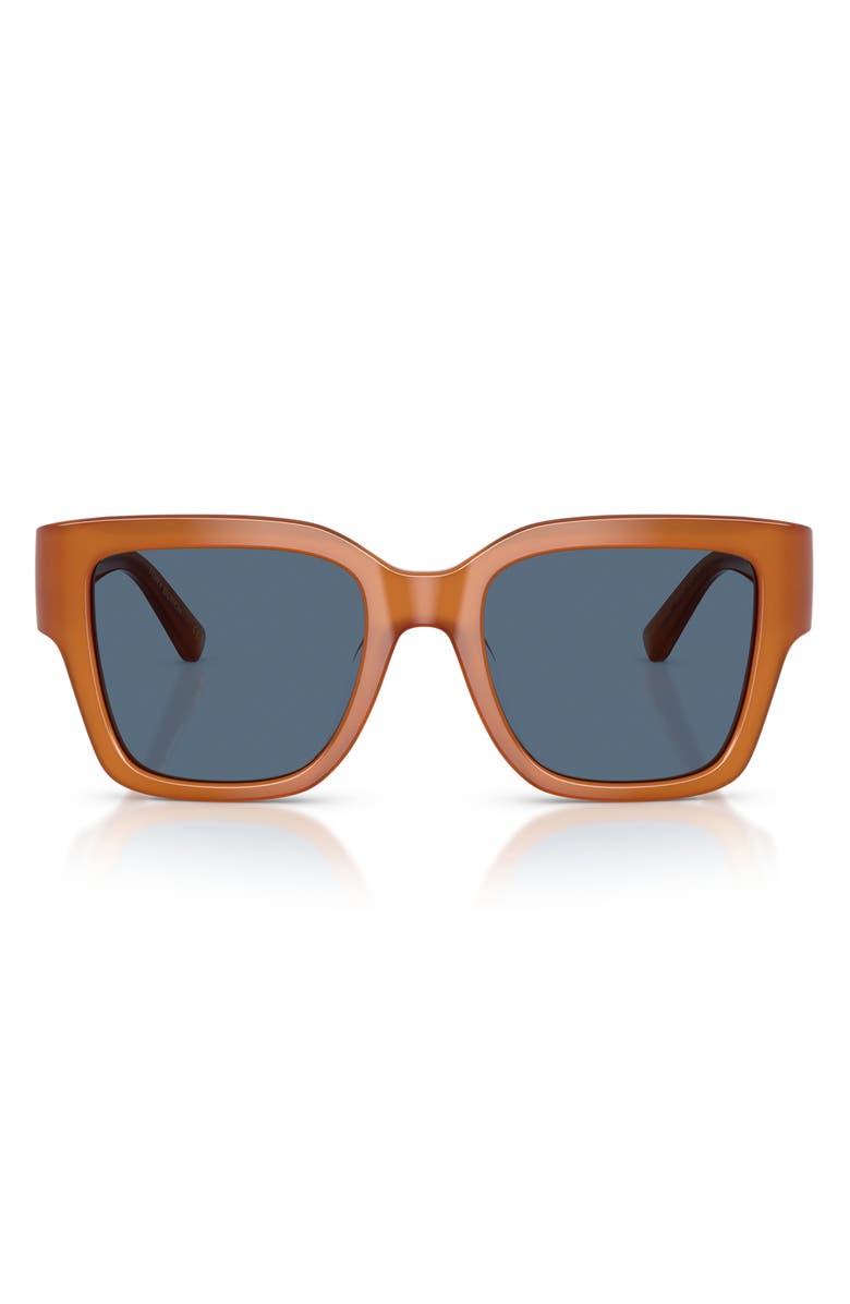 Tory Burch 52mm Square Sunglasses, Main, color, Amber Brown / Blue