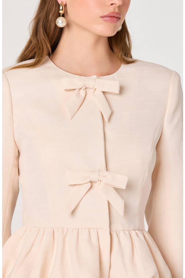 Nicolle Bow Peplum Jacket, Alternate, color, CREAM