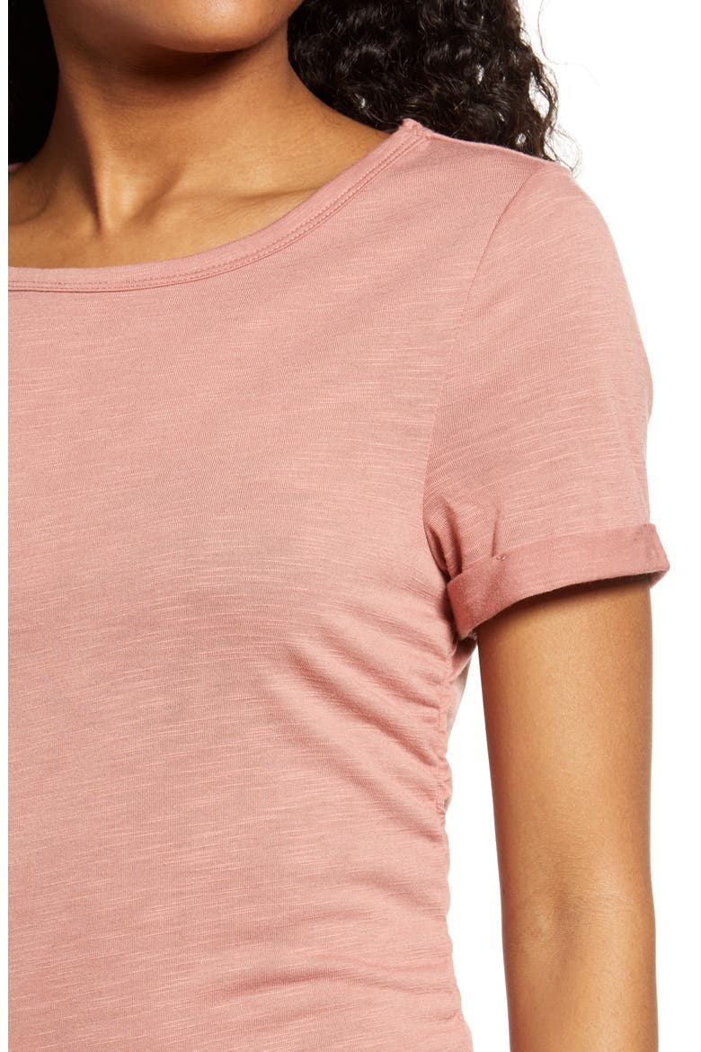 Jenny Asymmetrical Ruched T-Shirt Dress, Alternate, color, OLD ROSE