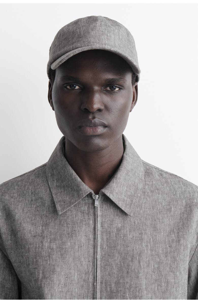 COS Linen Baseball Cap, Main, color, Gray Mélange