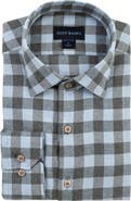 Scott Barber Canclini Regular Fit Check Cotton Mélange Flannel Button-Up Shirt