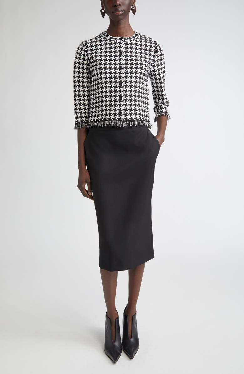 McQueen Houndstooth Check Cardigan, Alternate, color, Black/ Ivory