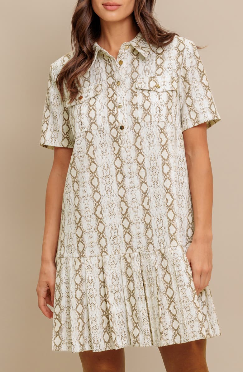 FLYING TOMATO Python Print Shirtdress, Alternate, color, Ivory Taupe