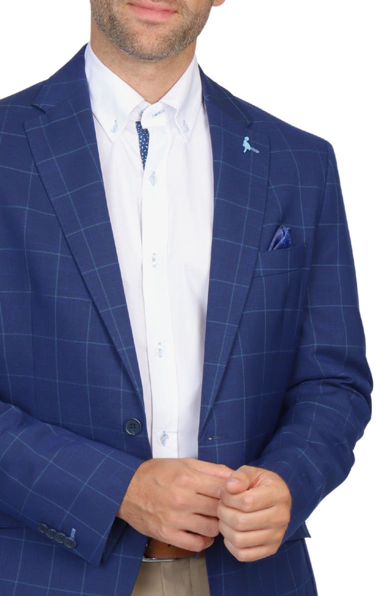 TailorByrd Windowpane Sport Coat, Alternate, color, True Navy