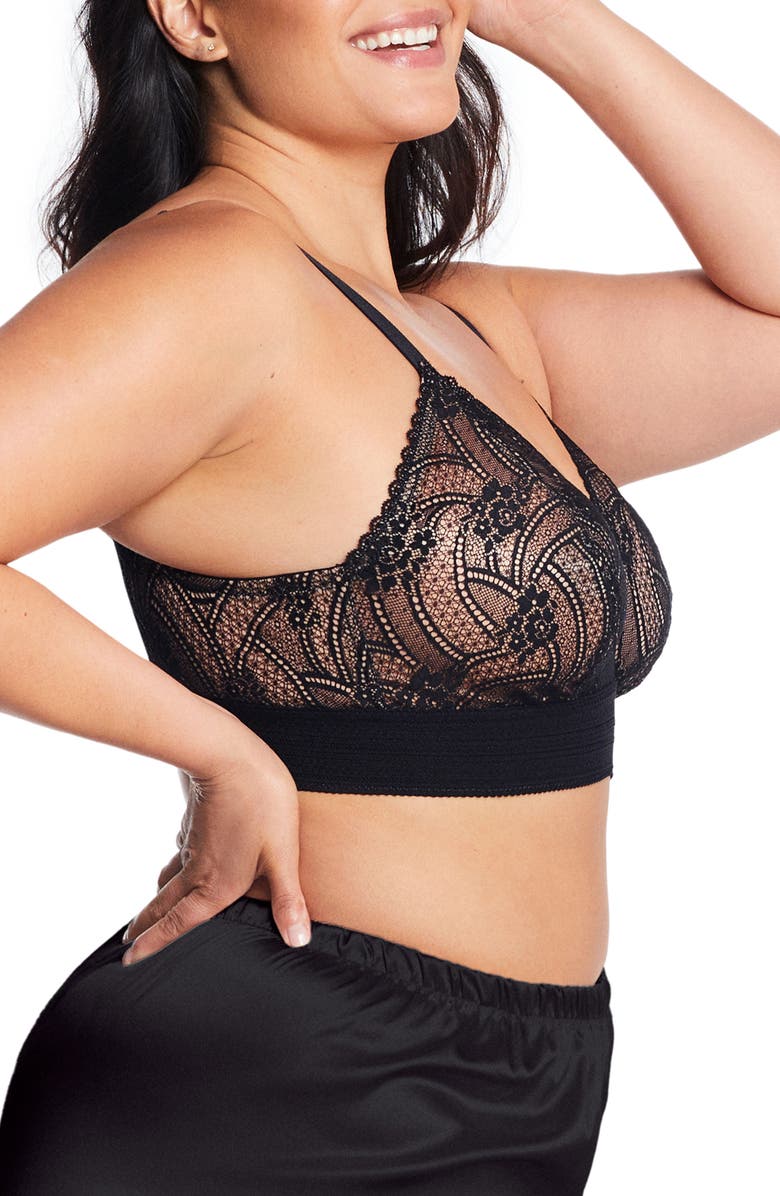 Glamorise Bramour Gramercy Luxe Lace Bralette, Alternate, color, Black
