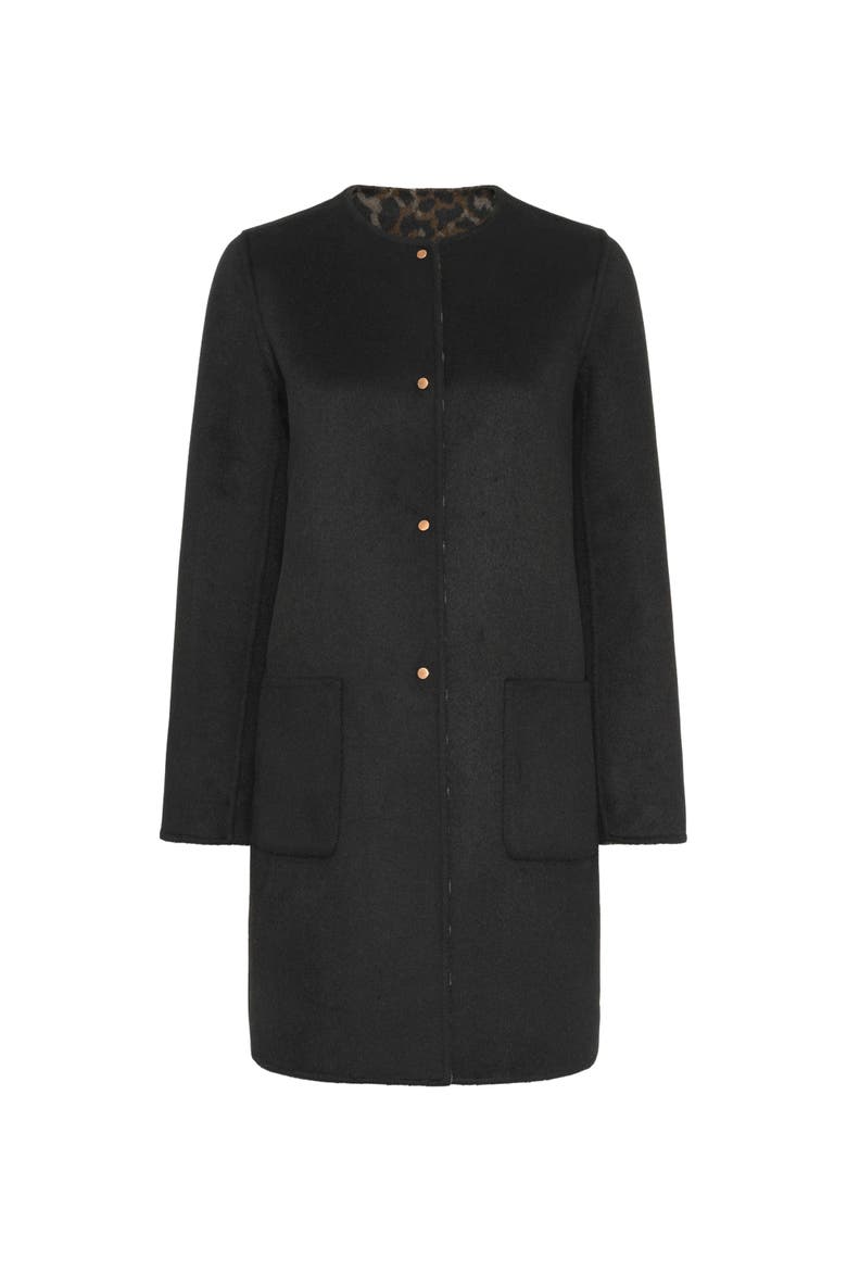 Matilda Collarless Reversible Coat, Alternate, color, Brown